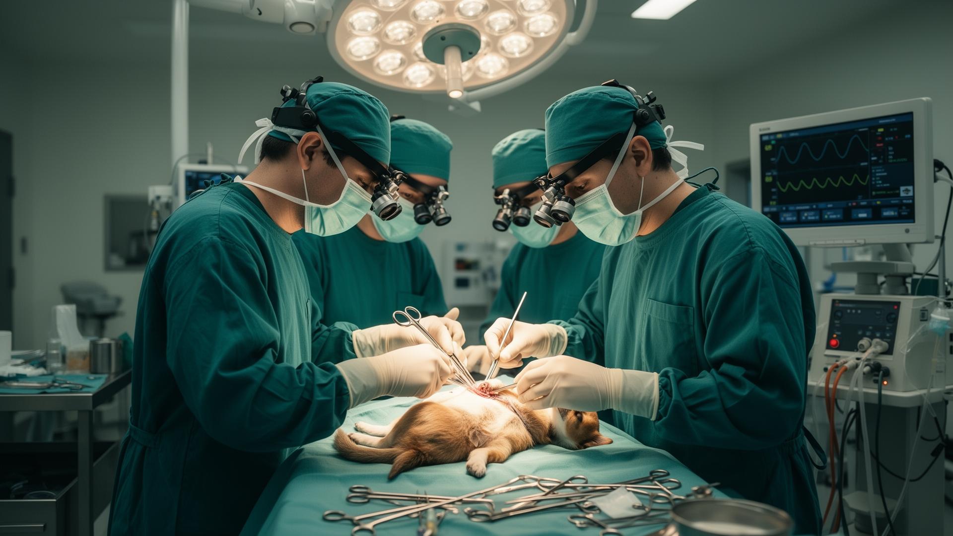 Veterinary surgeons performing advanced surgery